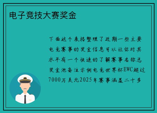 电子竞技大赛奖金